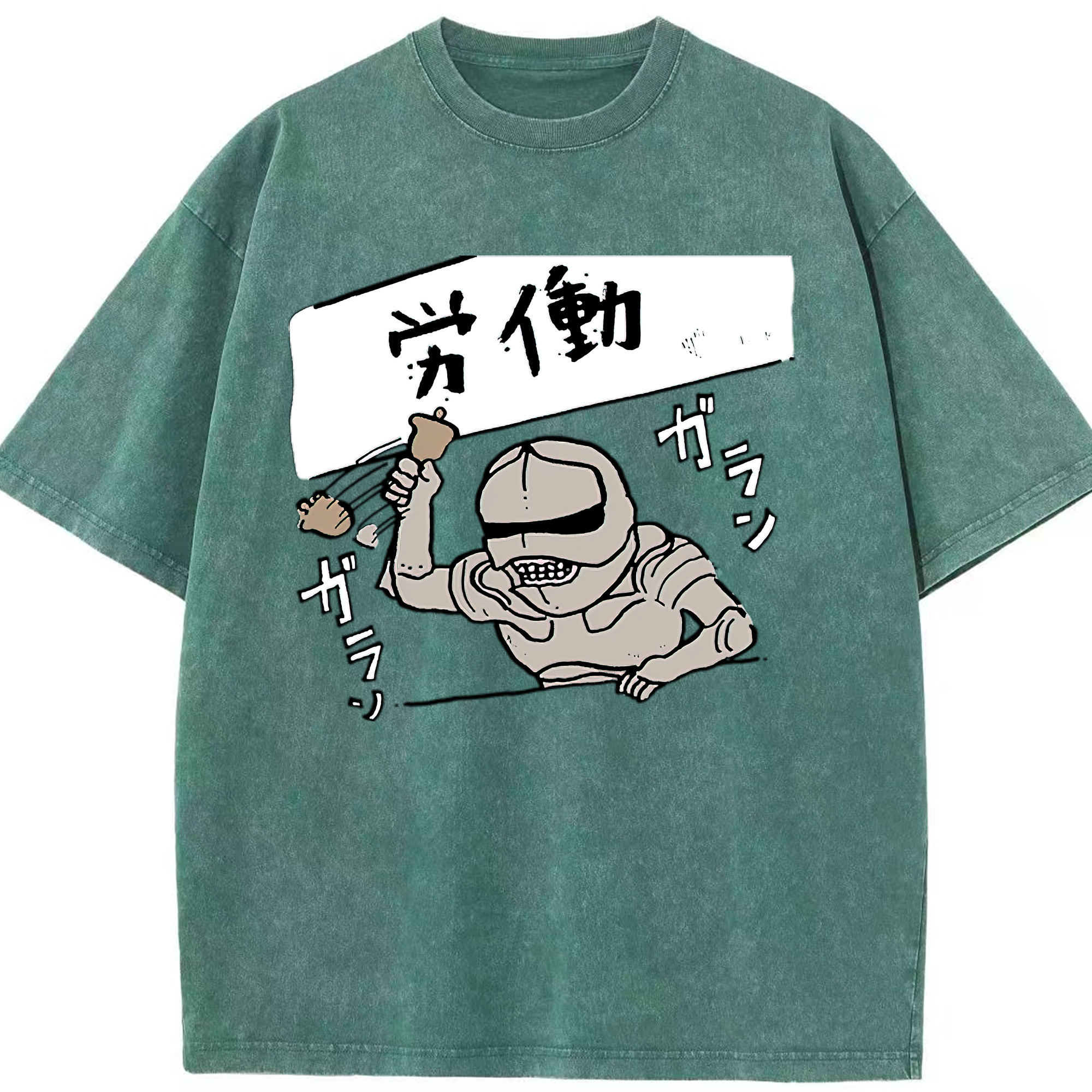 （画像用） ちいかわ 労働の鎧さん Chii-kawa Mr. Armor of Labor 綿100% ヴィンテージ風 半袖Tシャツ（フロントプリント）